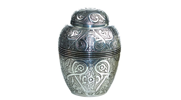 Silver Embossed Small Urn